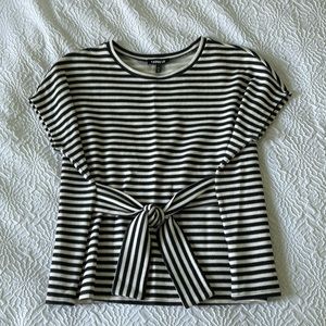 Express Striped Tie Waist Blouse